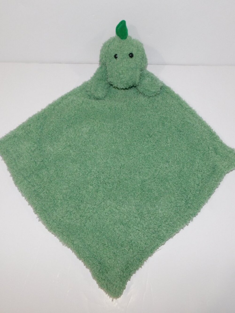 SL Home Fashions Green Dinosaur Dragon Security Blanket Fluffy Plush Lovey 21"